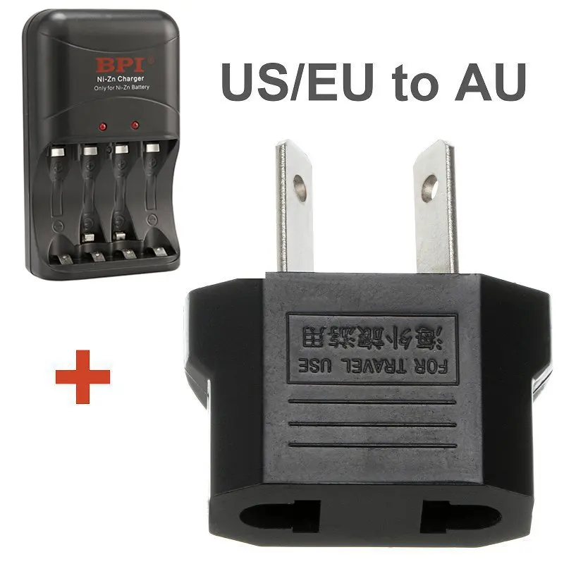 with AU Converter 1 шт. 4 слота светодиодный NiZn Ni-Zn зарядное устройство для AA AAA Ni-Zn аккумуляторная батарея США штекер-США в ЕС/AU переходник конвертер - Цвет: with AU Converter