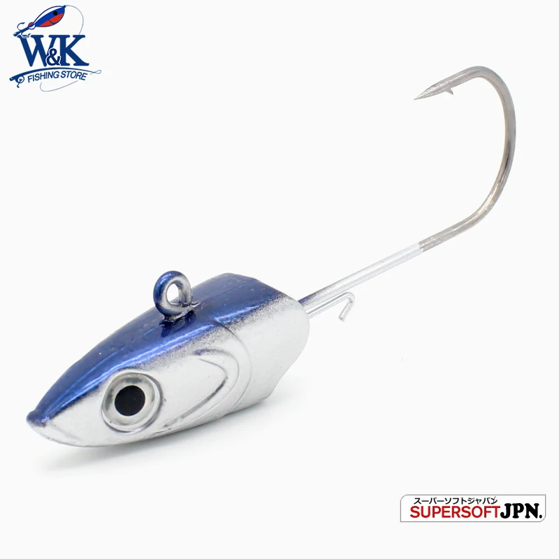 WK Strong 8/0 90g and 6/0 60g Jig Hooks Big Jig Head for Soft Lure Weighted Fishing Hooks Colorful JIGS