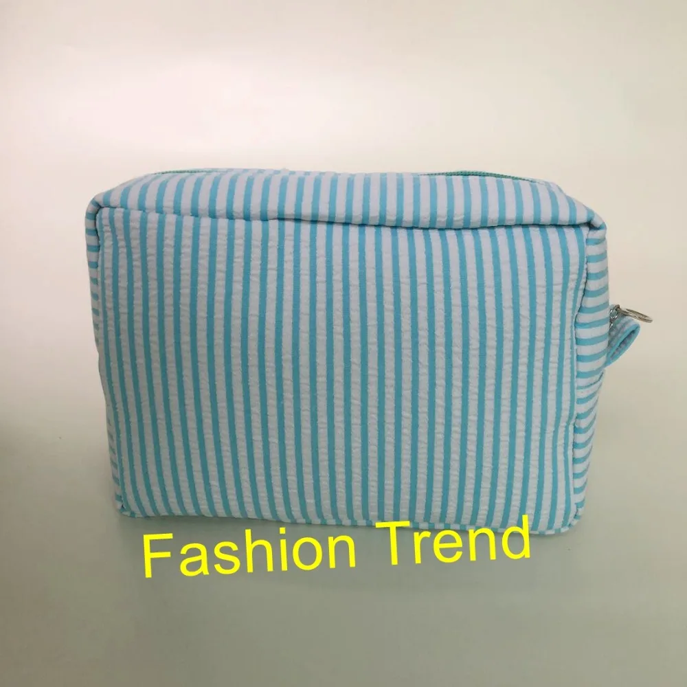 20pcs/lot Wholesale Blanks Candy Stripe Seersucker Cosmetic Makeup Toiletry Travel Case Pouch Gift In Stock |