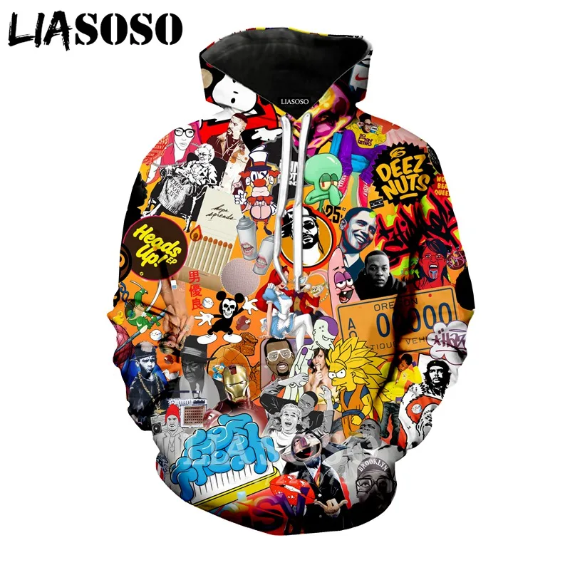 LIASOSO зимняя Новинка мужская и женская толстовка 3D принт песня Glo Gang с капюшоном
