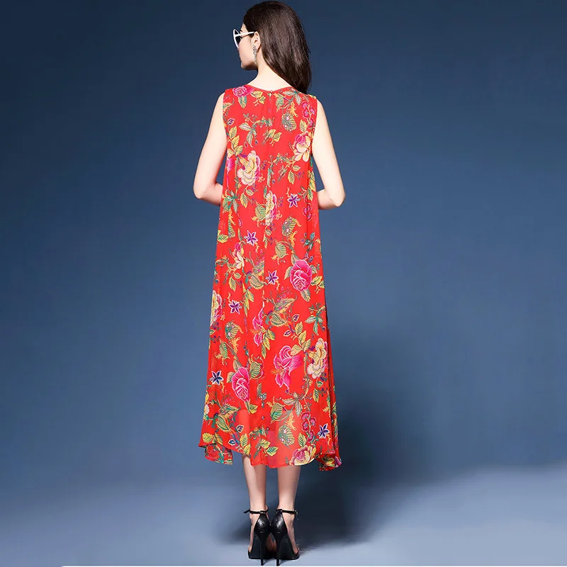 Винтажное шифоновое платье в стиле бохо с цветочным принтом летний сексуальный