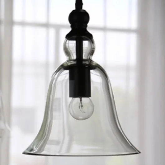 Lámpara de techo colgante de cristal con forma de campana, estilo Industrial Retro, E27, para dormitorio, sala de estar, restaurante, cafetería