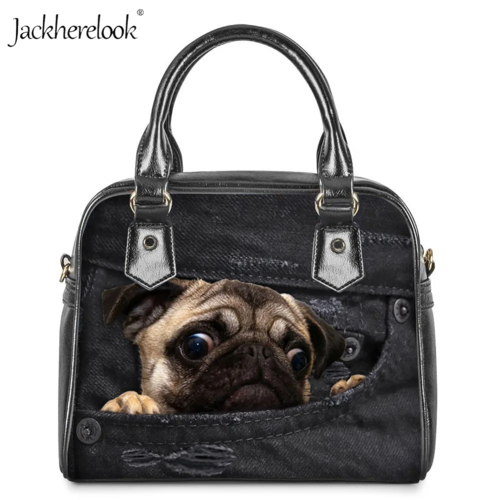 Сумка Jackherelook женская с принтом в виде собаки сумочка кросс-боди из денима саквояж