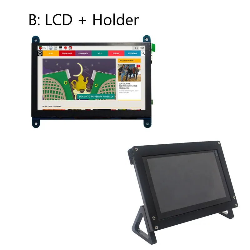 LCD with Holder 5 дюймов Raspberry Pi 4 сенсорный экран 800x480 ёмкостный ЖК-дисплей+ держатель для ПК Lapto для Raspberry Pi 4B/3B+/3Bp Бесплатный привод - Цвет: LCD with Holder