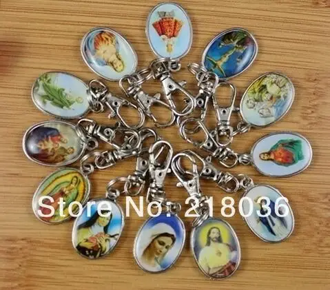 Католицизм эмаль двухсторонняя Девы Марии крест Иконка Иисуса Медаль Брелок для