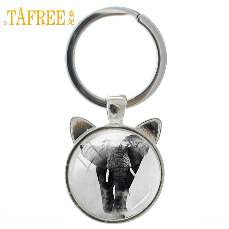 TAFREE Слон-брелок брелок с большой фигурой животных круглый стеклянный