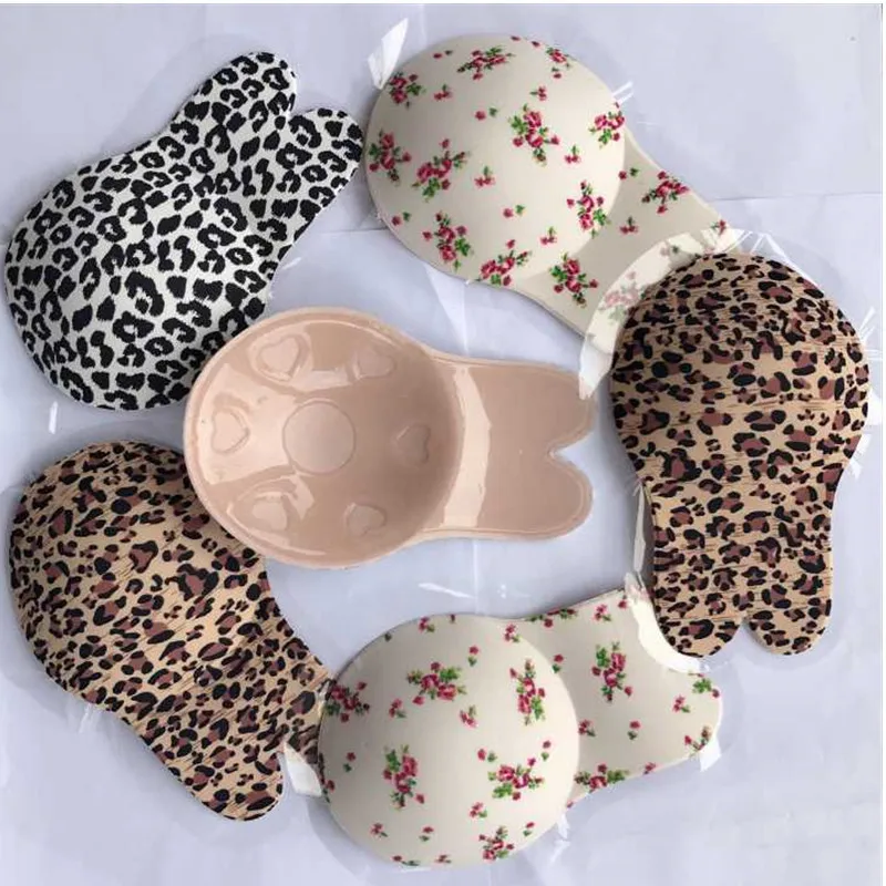Rabbit Lift Up Bra Plus Size Sexy Leopard Breast Covers Push Up Strapless Bra Silicone Adhesive Chest Stickers Breast Tape