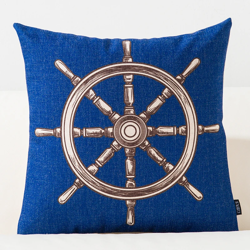 Льняная подушка крышка средиземноморские синие Классический Простой шаблон