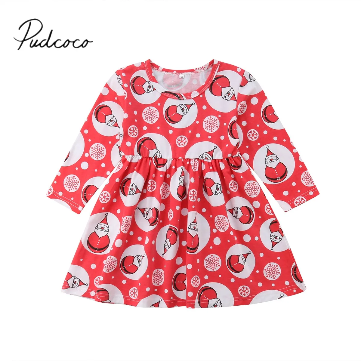 2018 Brand New 1-6Y Autumn Winter Toddler Kids Baby Girls Dress Christmas Clothes Snow Santa Claus Long Sleeve Knee-Length | Детская