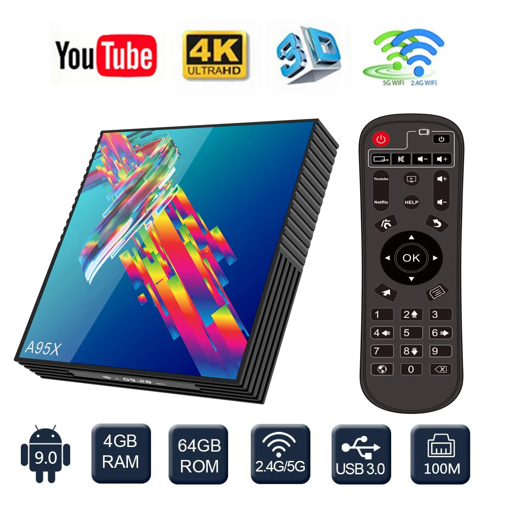Android tv Box A95X R3 4 ГБ ОЗУ 64 Гб ПЗУ Смарт 9 0 коробки RK3318 двухдиапазонный Wifi 4K ULTRA HD