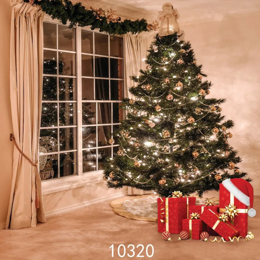 Рождественская елка подарок занавеска виниловые фоны для фотографии