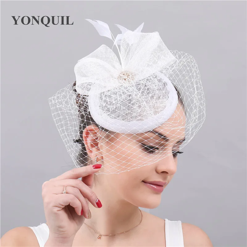 

Sinamay Wedding Fascinators Elegant Ladies Race Tea Headpiece Women Party Hats Linen Hair Accessories Derby Fedora Hats SYF606