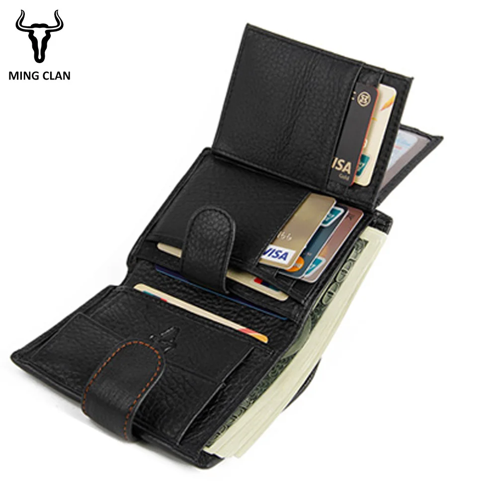 Mingclan New Wallet Brand Short Men Wallets Genuine Leather Male Purse Card Holder Wallet Fashion Man Zipper Wallet Men Coin Bag