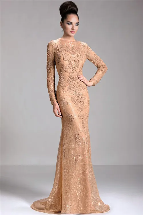 Vestido de festa Элегантное Длинное мусульманское вечернее платье «русалка» в западном стиле с длинными рукавами платья для матери невесты - Цвет: Хаки