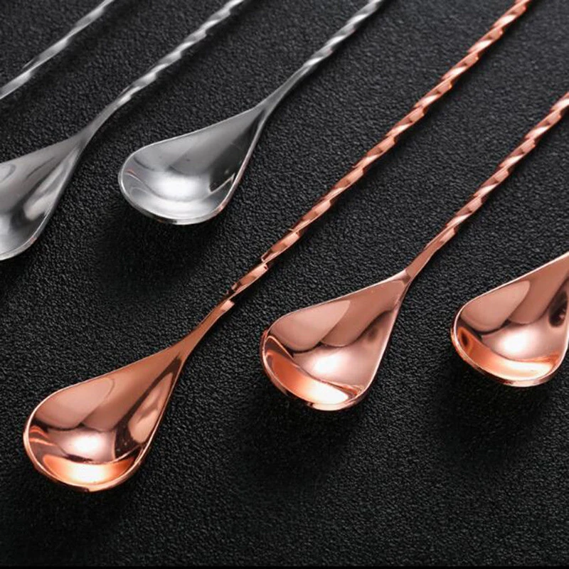 40cm 1 Piece Stainless Steel Mixing Cocktail Spoon Spiral Pattern Bar Teadrop Stir Tool Bartender Tools | Дом и сад