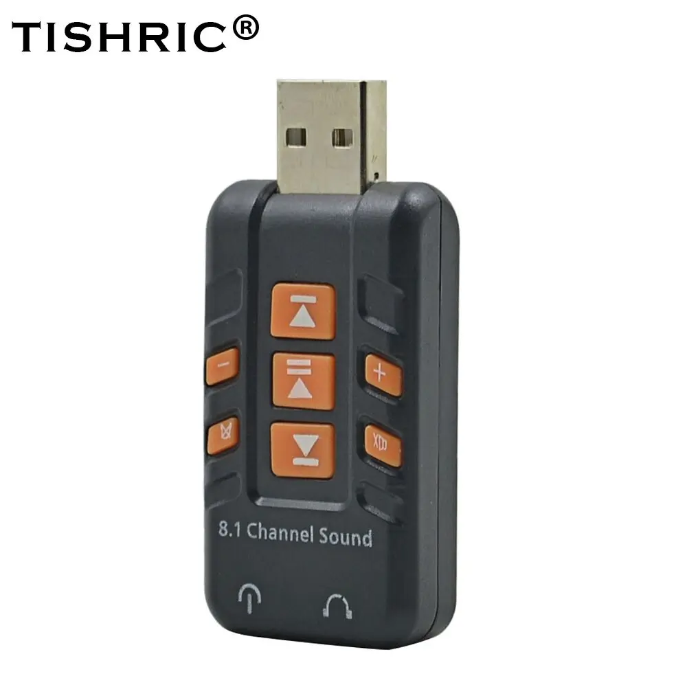 TISHRIC звуковая карта USB 2,0 Внешний аудио адаптер USB до 3,5 мм Jack Amplifer стерео 8,1 Virtual для Mac/Windows/XP/Vista/Linux