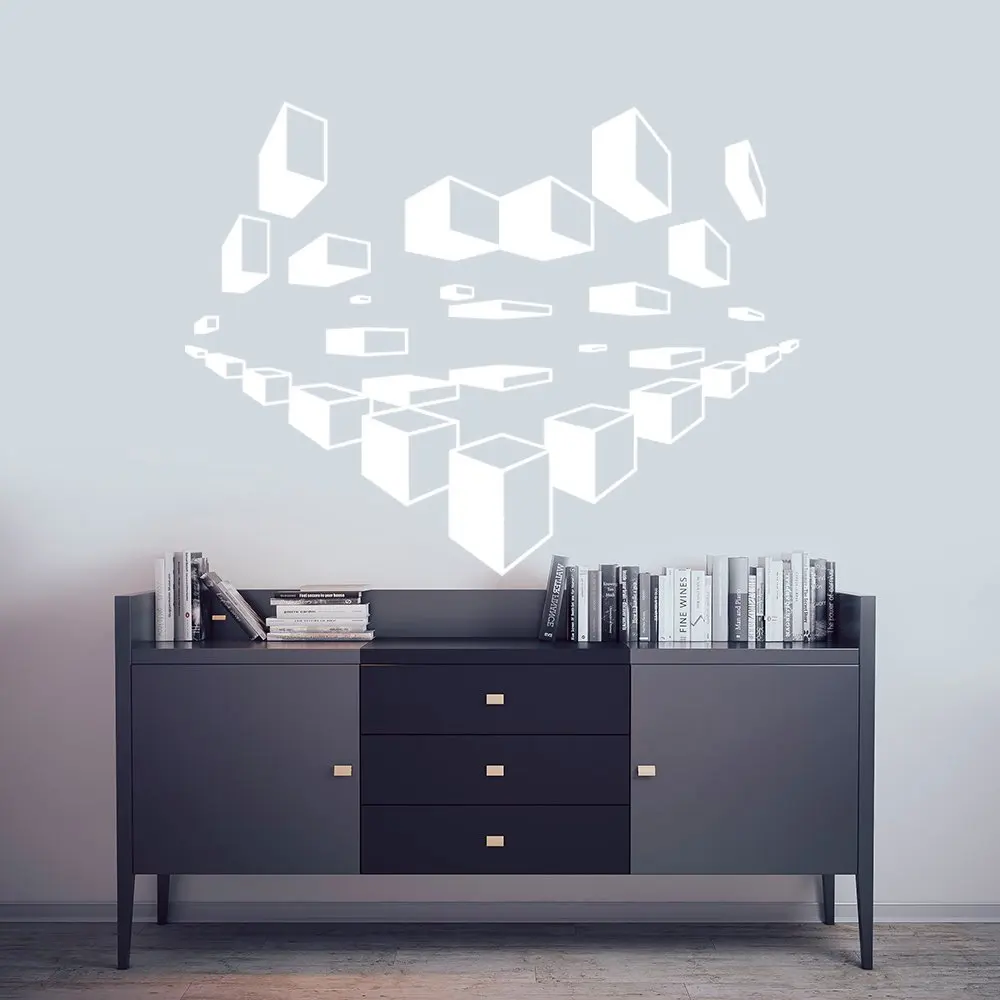 Геометрический куб стикер на стену креативная офисная домашняя настенная