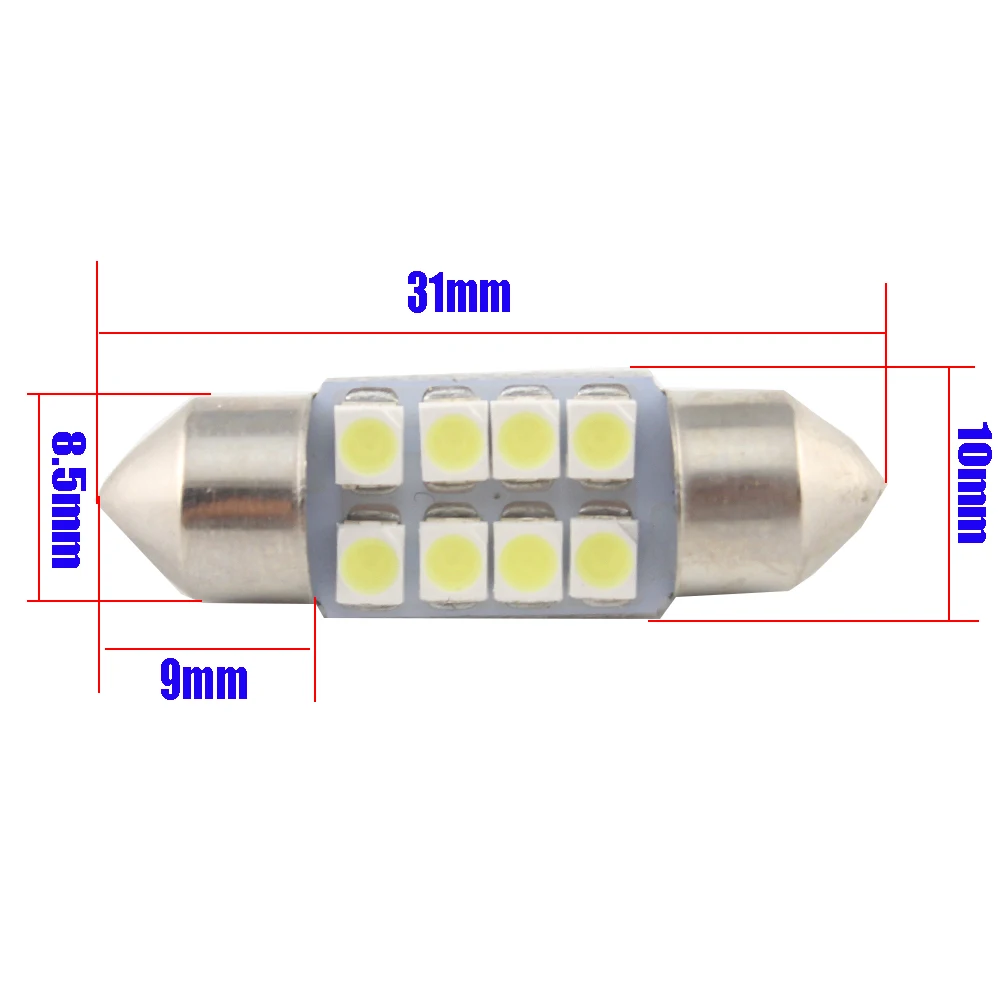 YM E Bright 20 шт. 31 мм 36 39 41 C5W 1210 3528 8 SMD светодиодные автомобильные лампы 12 В DC купольный