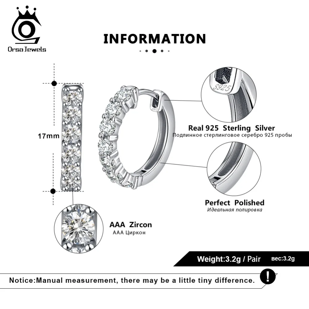 ORSA JEWELS кольцо Аутентичные 925 стерлингового серебра серьги кольца для женщин AAA