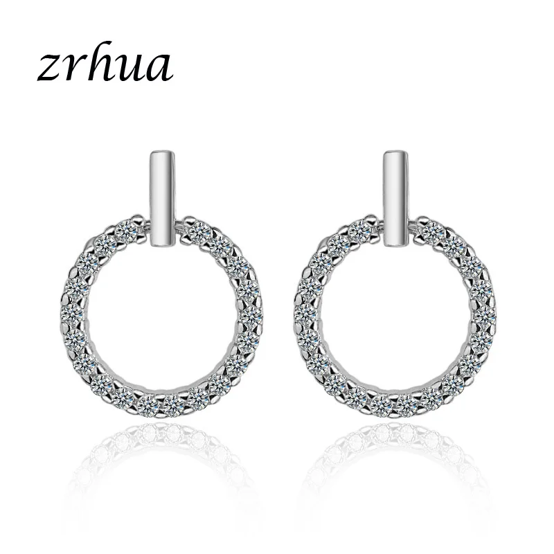 

Ювелирные изделия ZRHUA серебряного цвета, женская модная большая круглая бриллиантовая бижутерия, подарок для женщин, винтажные шикарные бр...