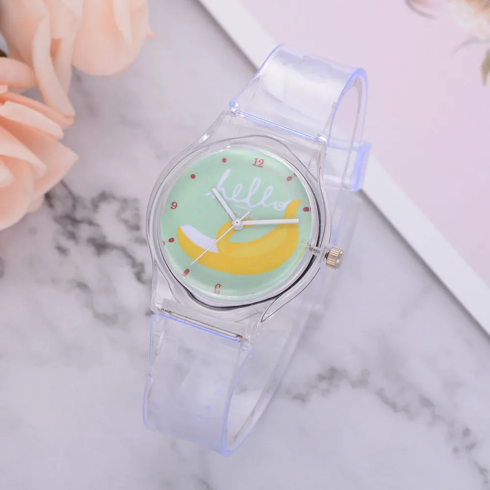 Прозрачные силиконовые часы женские Спортивные кварцевые наручные с фруктовым