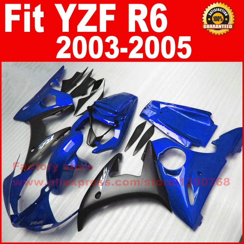 Комплект обтекателей из АБС-пластика для мотоциклов YAMAHA 2003 2004 2005 R6 синий черный YZF