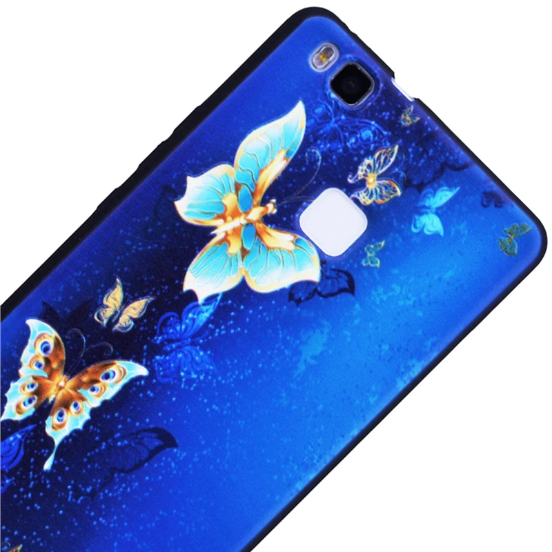 Чехол Grandever для телефона с милыми животными Huawei P9 Lite мягкий черный Ультратонкий