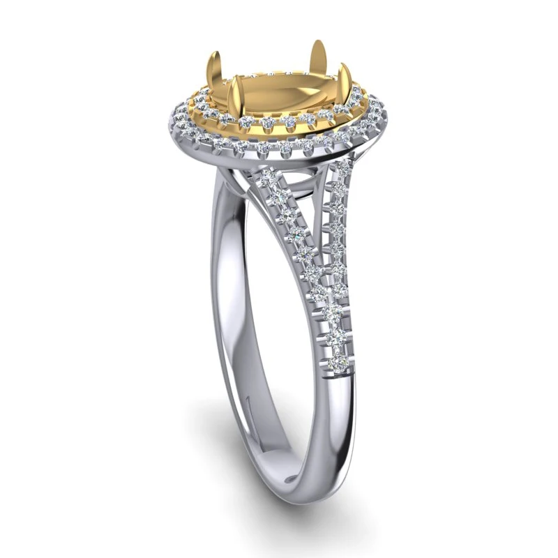 Caimao 14k белое и желтое золото 5x7 мм Овальный 0.36ct Сплит хвостовик двойной Halos