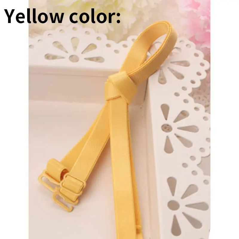 Yellow color Цветное нижнее белье, регулируемые съемные плечи, Эластичные аксессуары, бюстгальтер, ремни для бюстгальтера, ширина 1,0 см, 10 мм, Нескользящие - Цвет: Yellow color