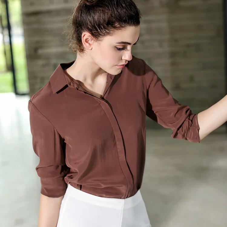 Тяжелый чистый шелк длинный 100% тутового шелкопряда Топ для женщин большие