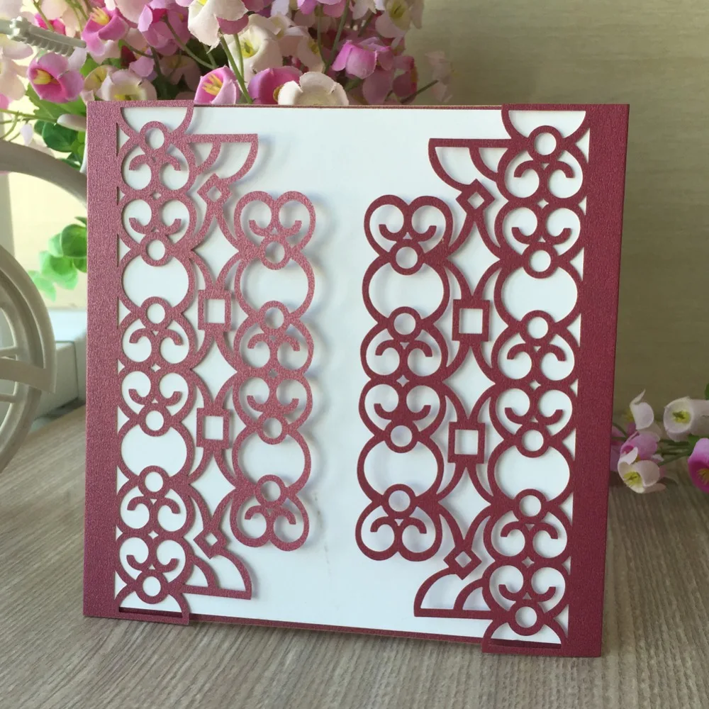

45pcs Pearl Paper Laser Cut Wedding Cards Invitation 2018 RSVP Business Invite Card Event&Party Supplies