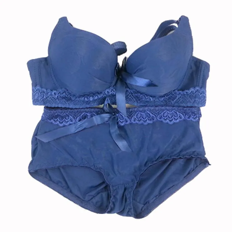 

Fashion summer thin cup women bra duoble cup gather breast super push up bra with briefs soft sexy bra with panty