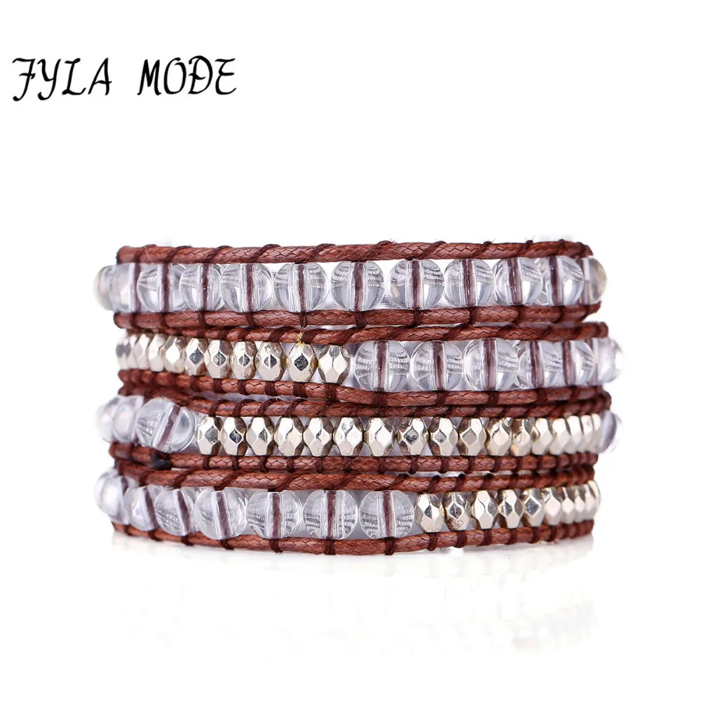 

Fyla Mode Exclusive High End Clear Crystal with Selected CCB Beads Wrap Bracelets Beading Pattern Bohemian Bracelet