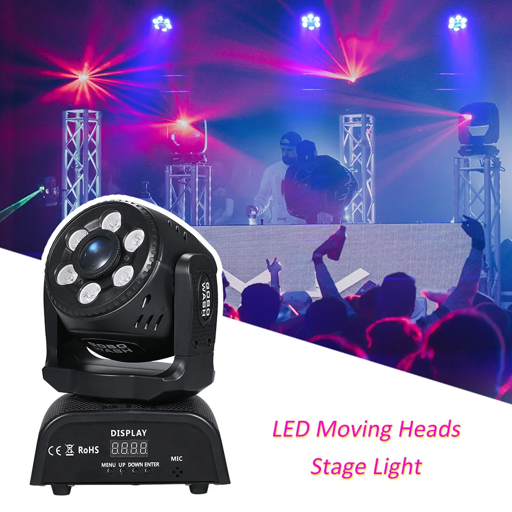 

100W 8 Colors sound party lights disco light RGBW LED Gobos Moving Heads Stage Light DMX512 Spotlight for DJ light Party Dance