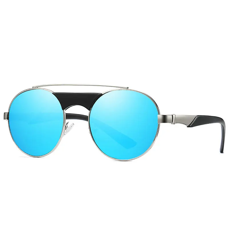 Мужские и женские солнцезащитные очки в стиле панк круглые металлические