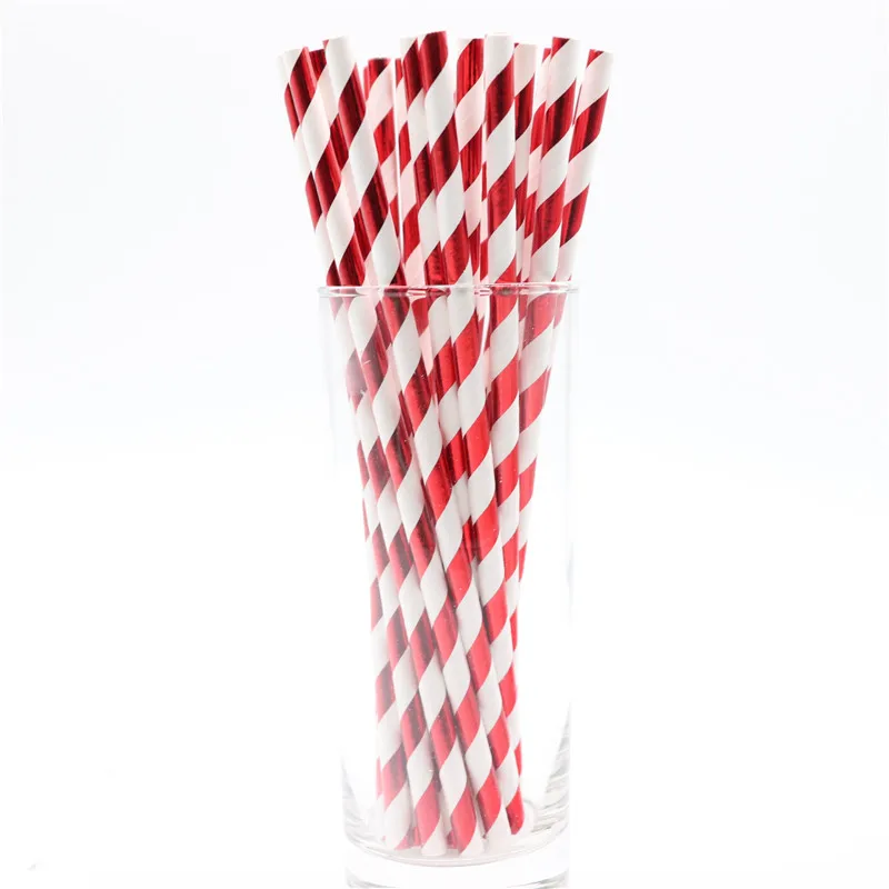 Straw 25pcs 25 шт. алюминиевая фольга розовое золото полосатая бумажная соломинка смесь как День рождения Свадебные украшения детские товары - Цвет: Straw 25pcs