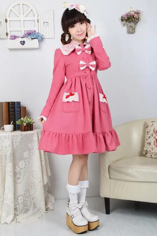 

Lovely Warm Winter Cute Lolita Coat Winter Long Cotton Coats All Size
