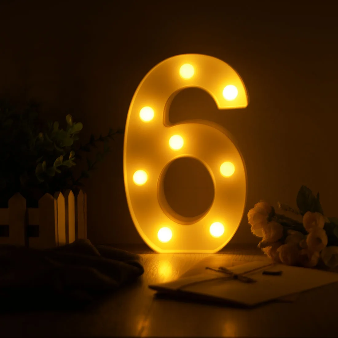 6 Letter Night Light Luminous LED 0-9 Number 26 English Alphabet Battery Lamp Brithday Wedding Party Christmas Decoration - Цвет: 6