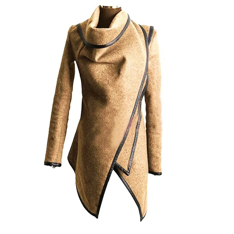 Женская куртка кокон ZOGAA разноцветное шерстяное пальто средней длины с бусинами