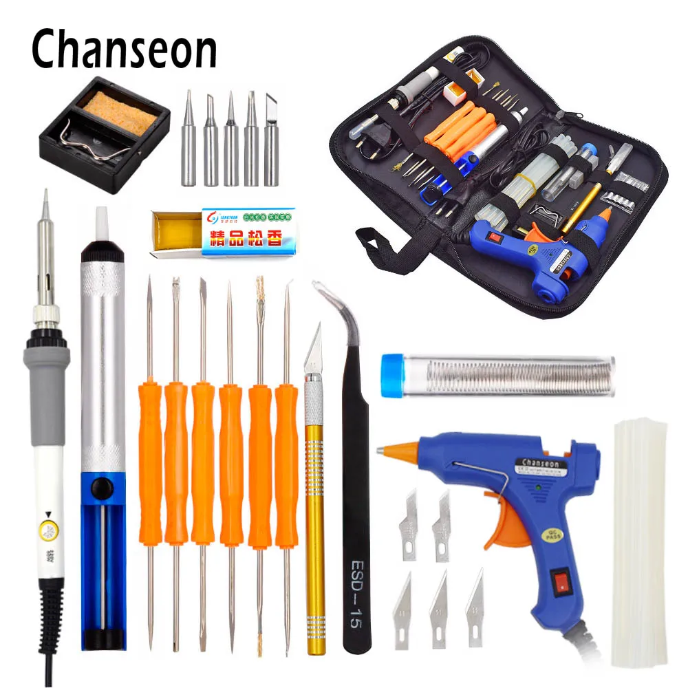 Chanseon EU 220 в 60 Вт DIY Регулируемый температурный Электрический паяльник сварочный
