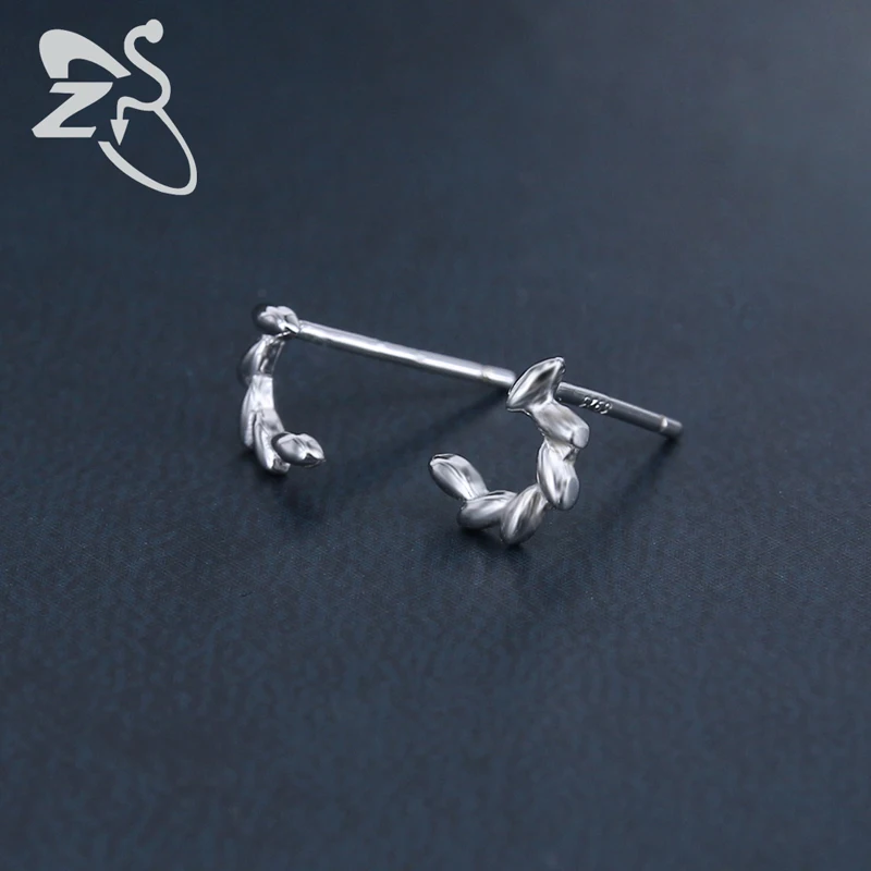 ZS серебряные серьги из стерлингового серебра 925 пробы с листьями ивы для женщин