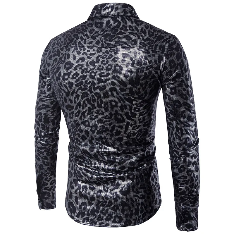 Мода Ночной клуб Для мужчин Рубашки для мальчиков Новинка змеиный принт мужская
