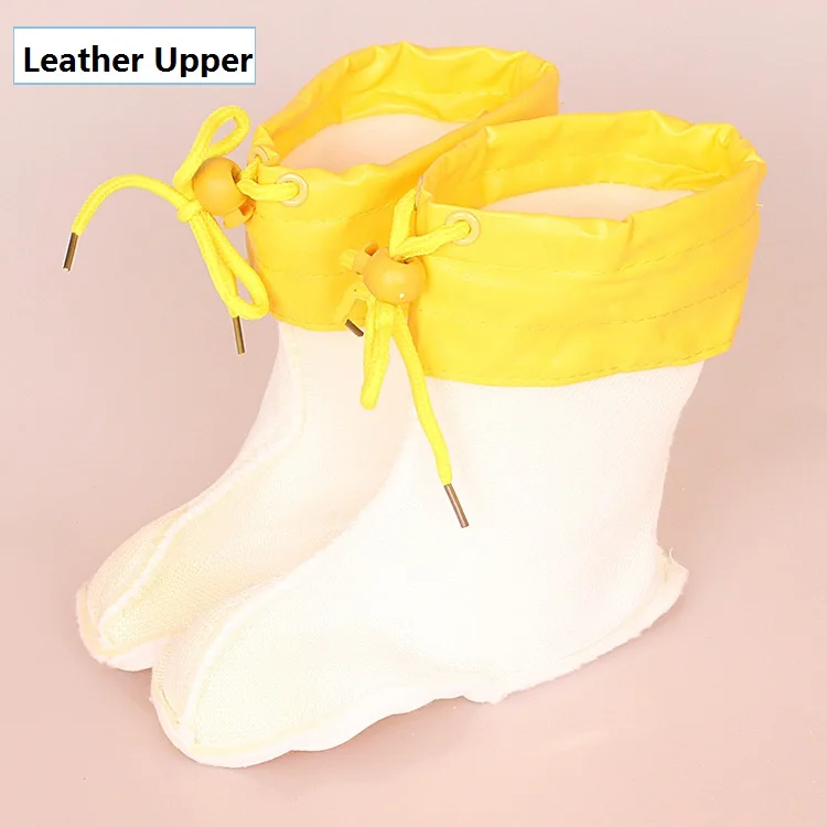 leather yellow Aleafalling/детская обувь; непромокаемые сапоги; обувь для детей; теплая хлопковая или кожаная верхняя одежда; размеры 24-32 - Цвет: leather yellow