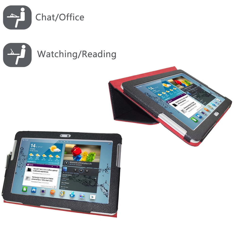Для samsung Galaxy Tab 2, 10,1 дюймов, P5100, P5110, P5113, подставка для планшета, защитный кожаный чехол, подарок, ручка+ пленка