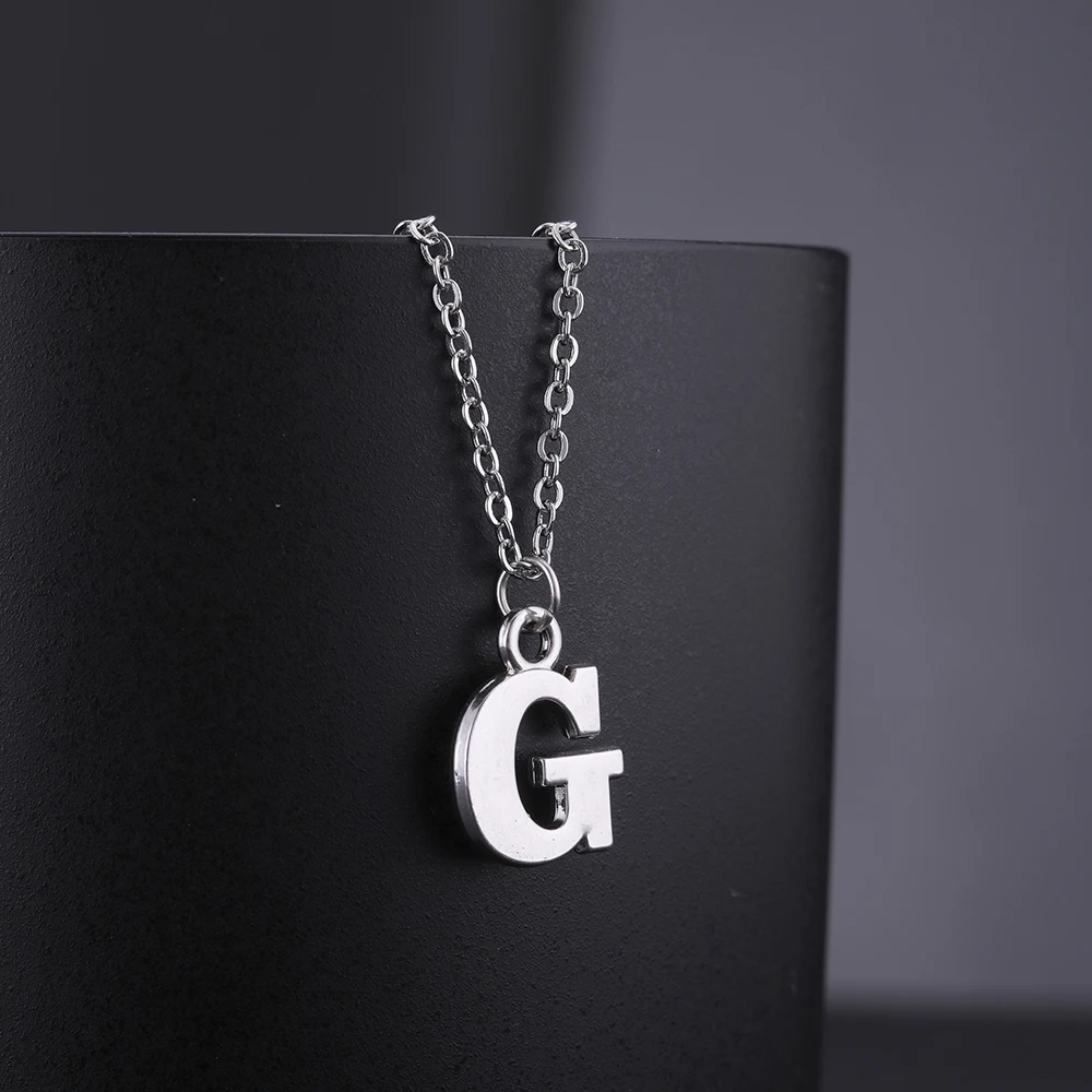 Кулон в виде рыбьего крючка с алфавитом серебро 26 букв модное ожерелье A-M |
