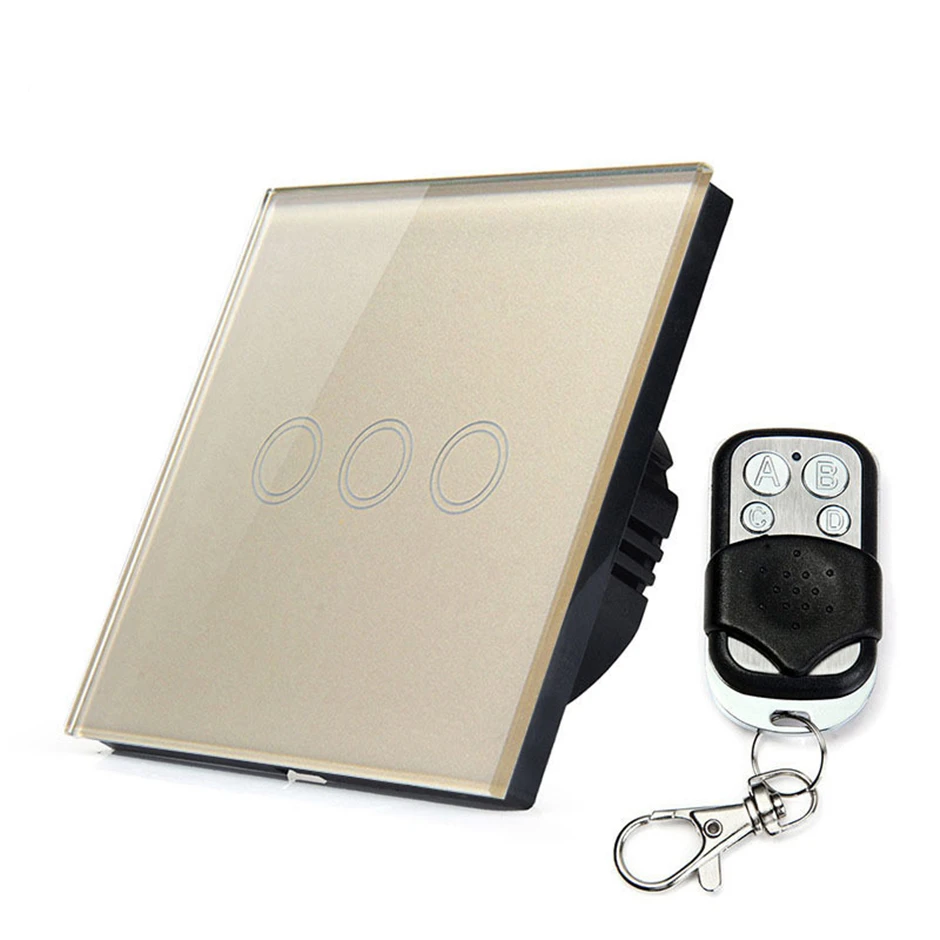 Умный сенсорный выключатель 3 клавиши 1 канал стеклянная панель переключатель