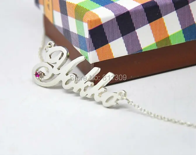 Изготовленное на заказ ожерелье из стерлингового серебра 2 5 мм с именем камня