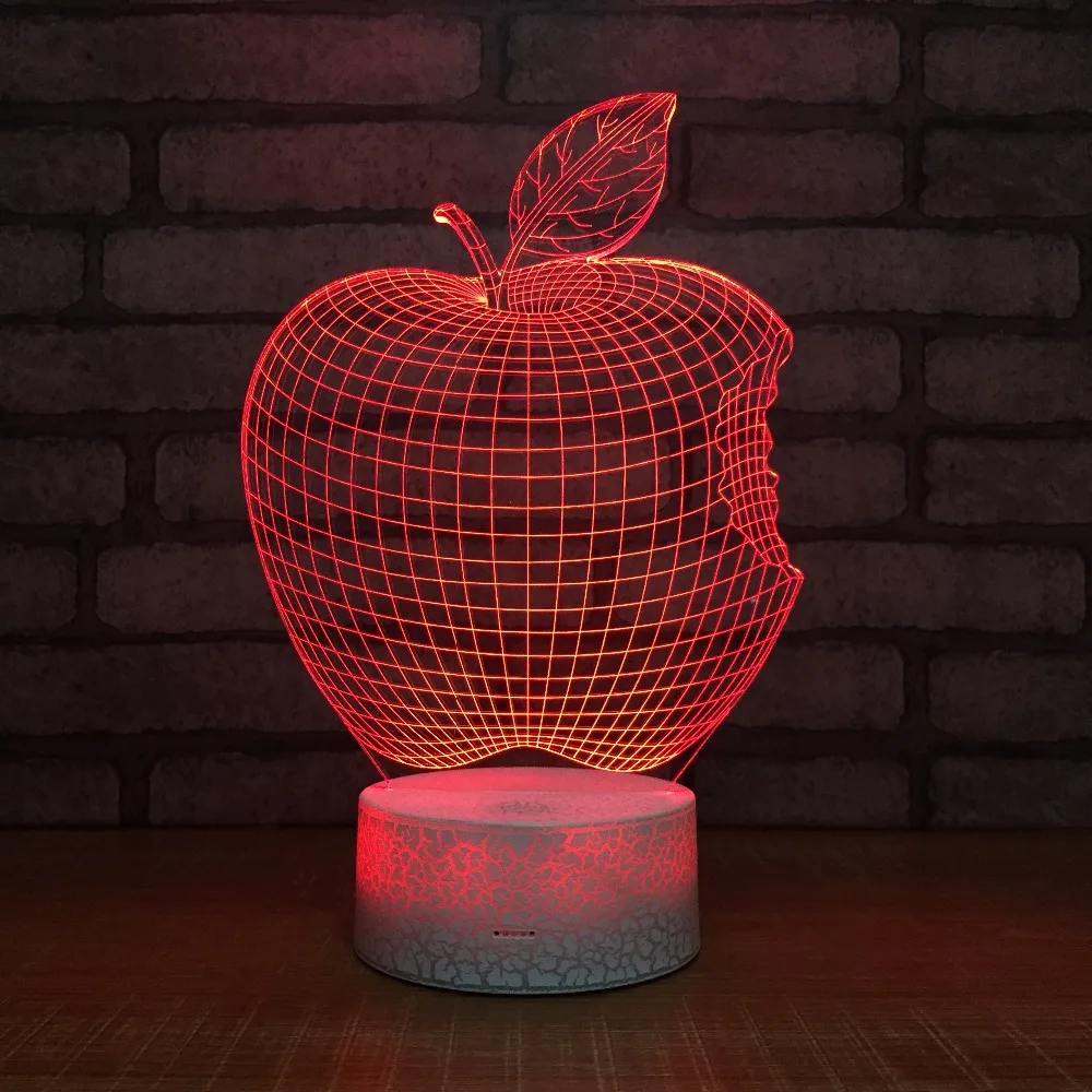 7 видов цветов креативный 3D Apple ночник USB Led сенсорный переключатель домашний