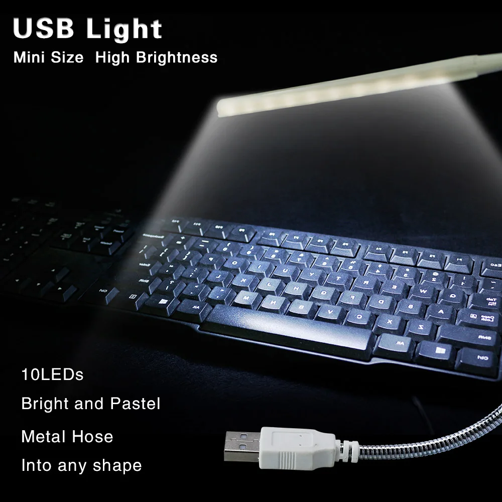 Светодиодная лампа для чтения MeeToo 10 светодиодов USB металлисветильник материал|book