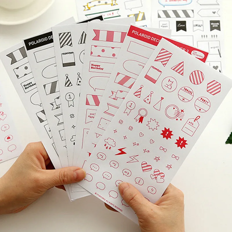 Декоративные самоклеящиеся наклейки Polaroid для фотосъемки 18 листов скрапбукинга